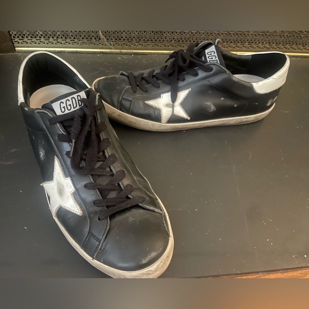 Golden gooses black on black with white heels. Size 43 mens (10)